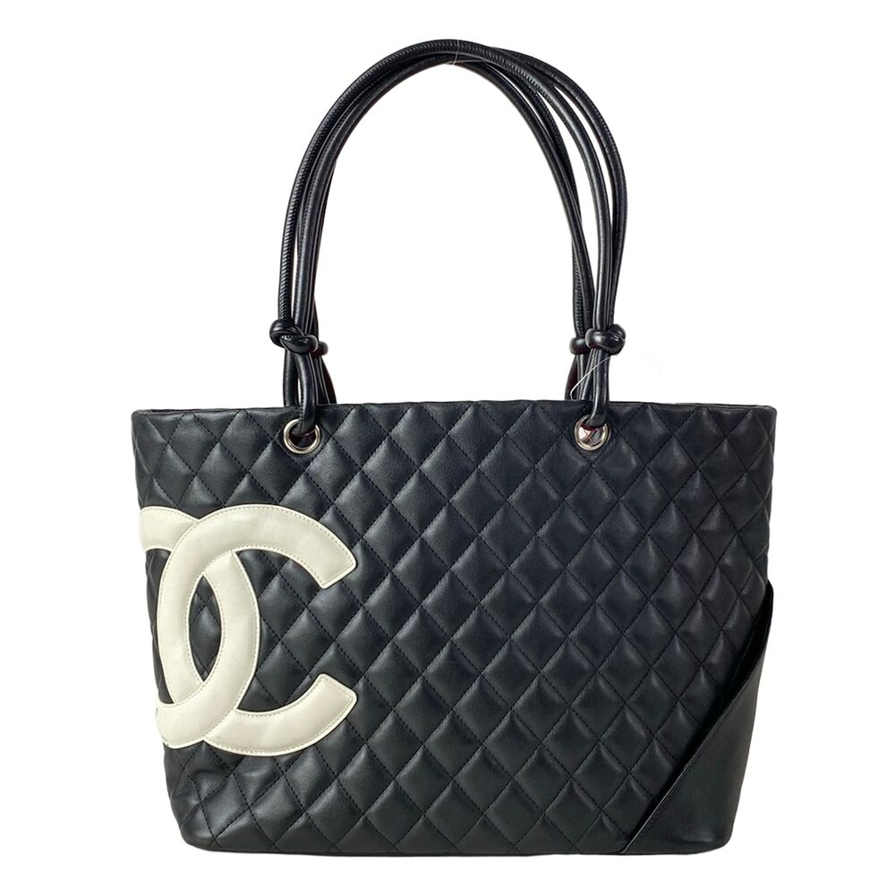 Chanel Cambon Line Large Tote Bag A25169 Black White